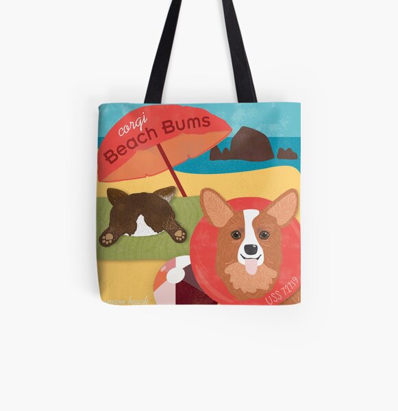2019 Corgi Beach Bums - 2 Corgi All Over Print Tote Bag