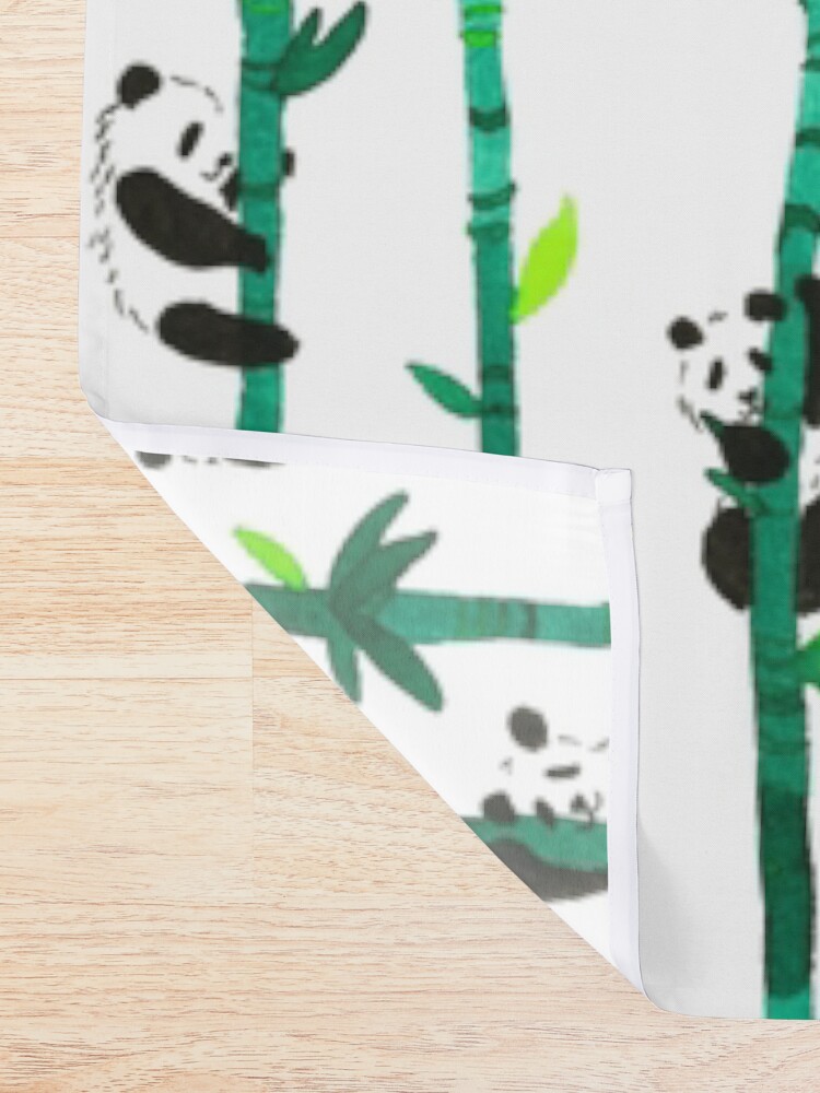 Alternate view of Hand Painted Watercolor Pattern - Pandas on Bamboo Shower Curtain