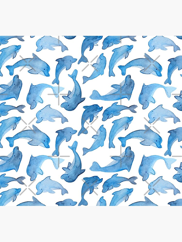 Hand Painted Watercolor Pattern - Pod Goals - Blue Dolphins by annieparsons