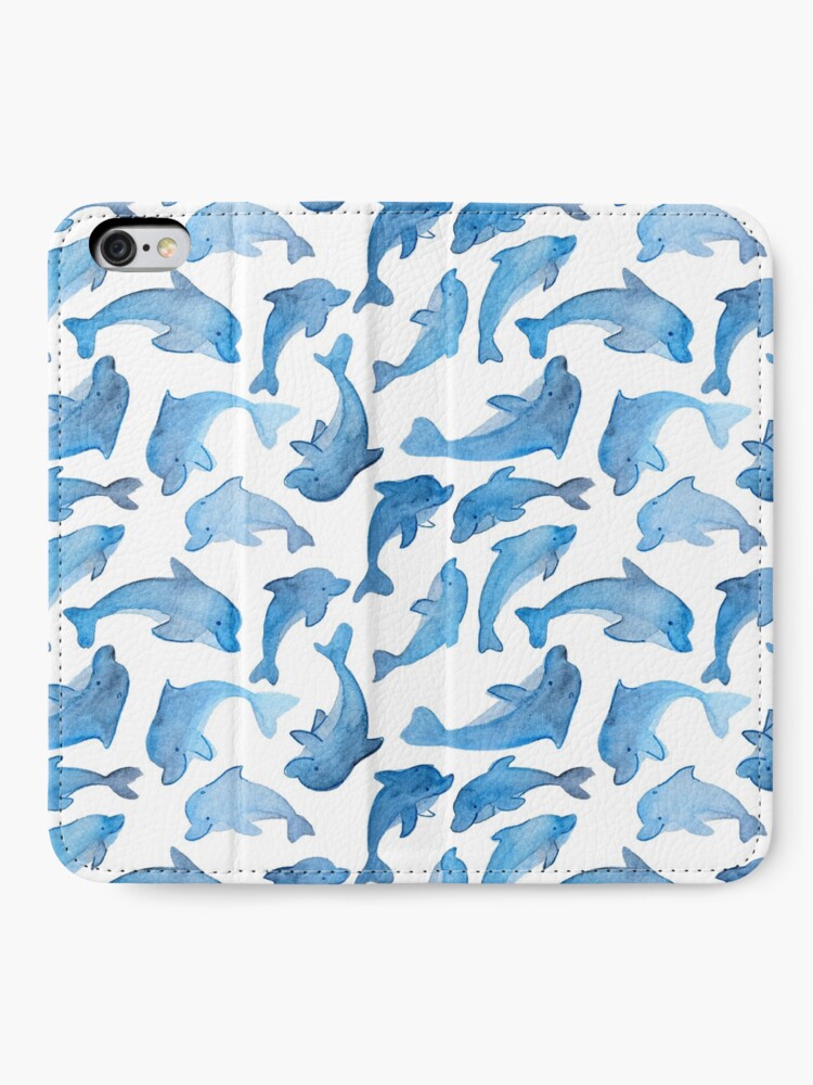 Alternate view of Hand Painted Watercolor Pattern - Pod Goals - Blue Dolphins iPhone Wallet