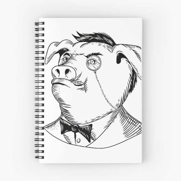 Item preview, Aristocratic Pig Monocle Black and White Drawing designed and sold by patrimonio.