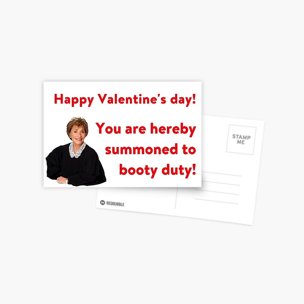 Judge Judy Valentines day card, Stickers, Mugs, you are hereby summoned to  booty duty, humor, good vibes