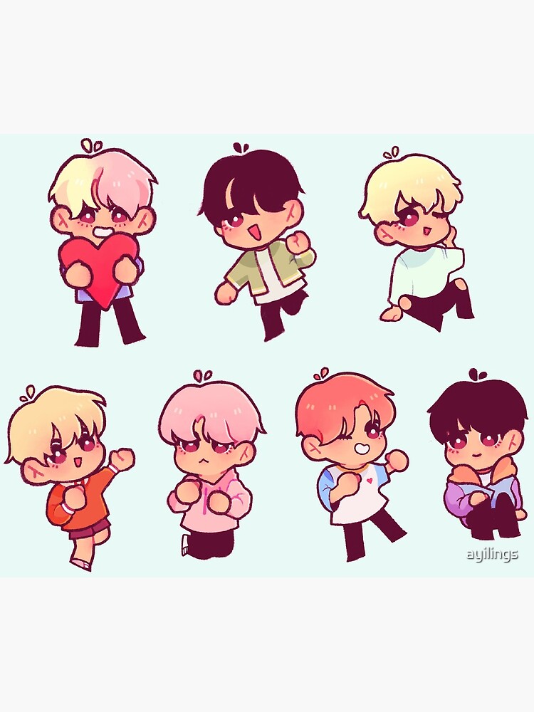 ot7 chibis bts canvas print by ayilings redbubble