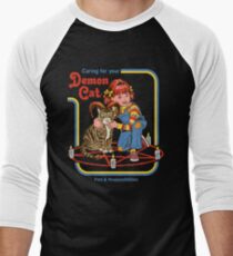 Caring For Your Demon Cat Baseball ¾ Sleeve T-Shirt