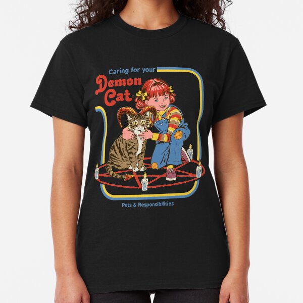 Cuidando a tu gato demonio Camiseta clásica