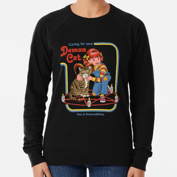 Caring For Your Demon Cat Lightweight Sweatshirt