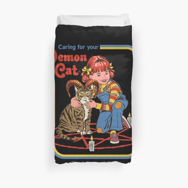 Caring For Your Demon Cat Duvet Cover