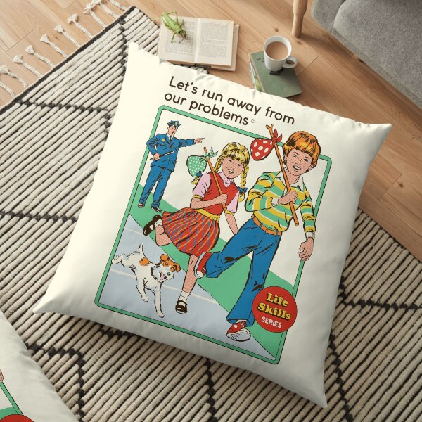 Let's Run Away Floor Pillow