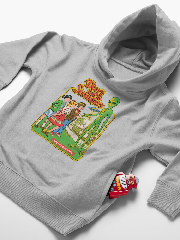 Alternate view of Don't Talk To Strangers Toddler Pullover Hoodie
