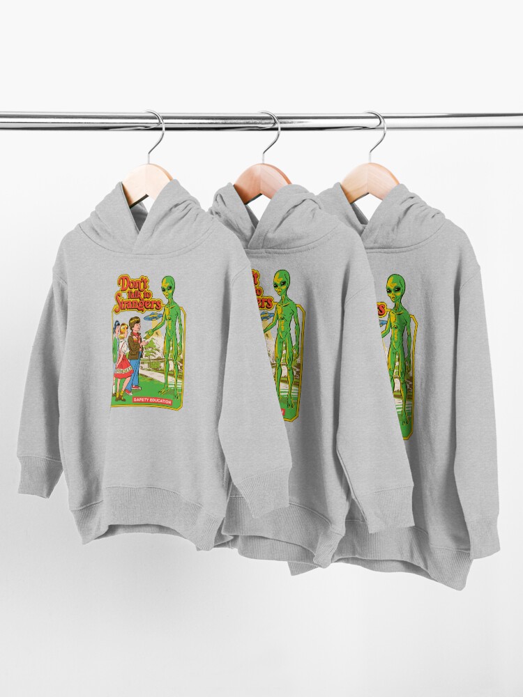 Alternate view of Don't Talk To Strangers Toddler Pullover Hoodie