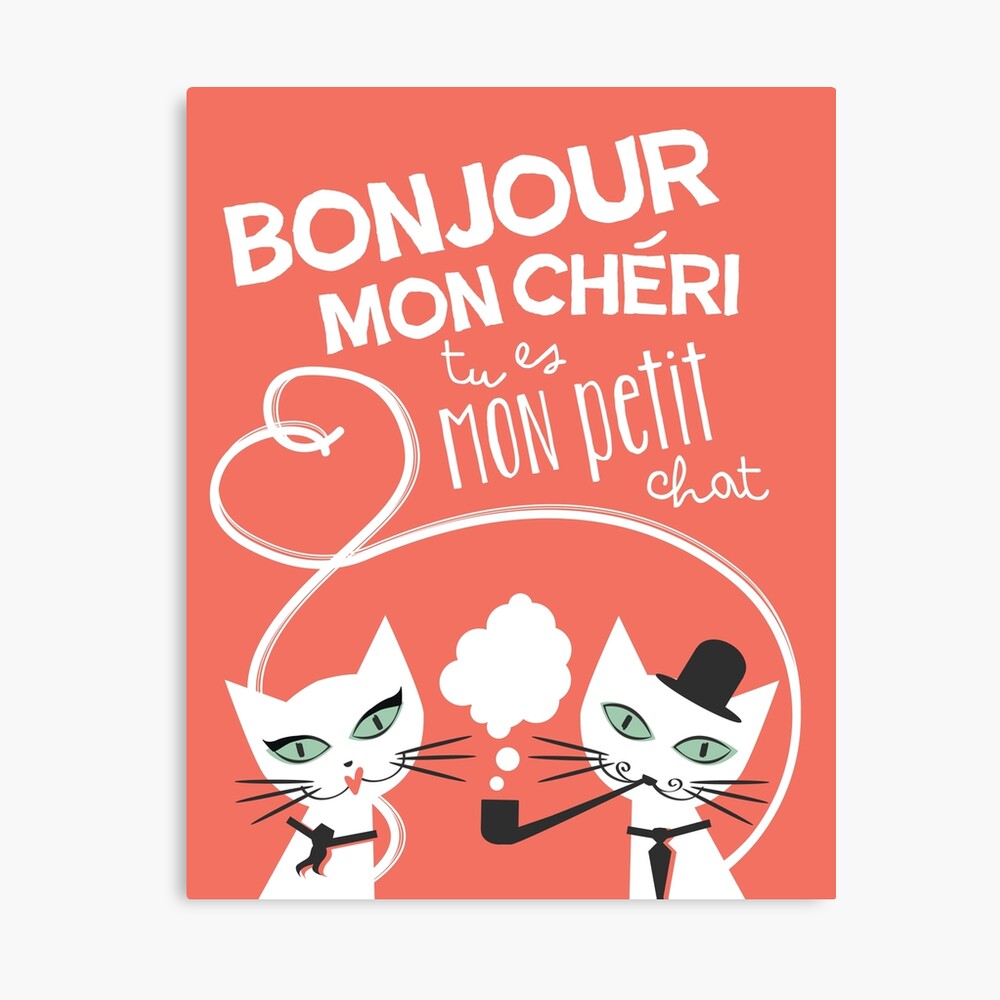 Poster Bonjour Chat D Amour Par Meowmeows Redbubble