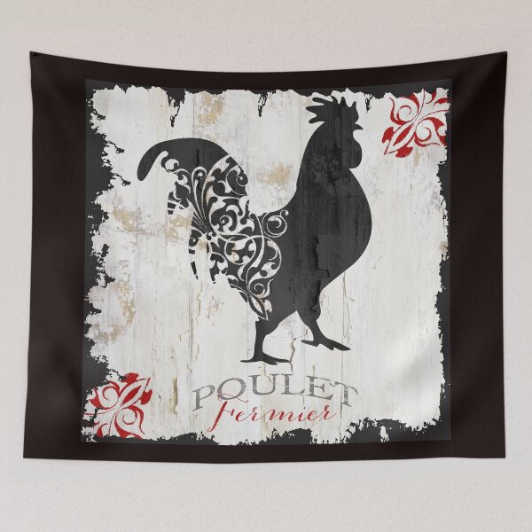 Item preview, Ferme Rooster Poulet Damask designed and sold by Sasha Art Gallery.