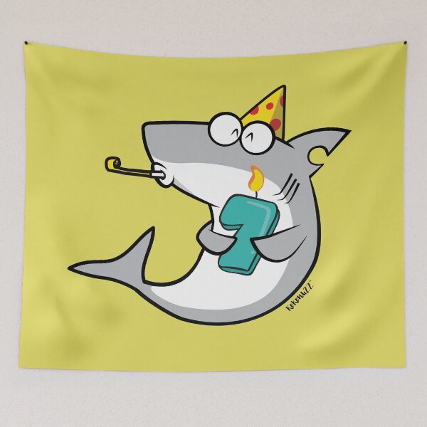 Item preview, 7 year Birthday / 7th anniversary party with FIN the shark designed and sold by Kokonuzz.
