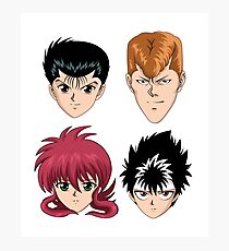 Yu Yu Hakusho Yusuke Kurama Kuwabara Hiei Faces Photographic Print