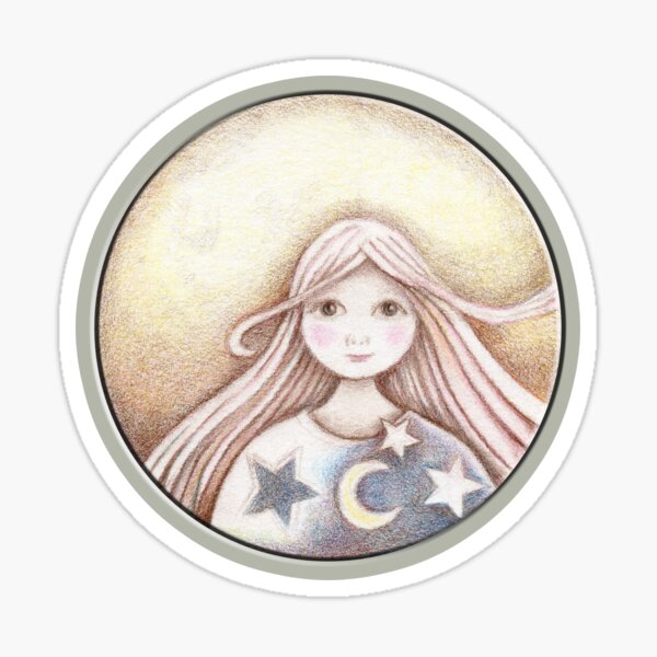 girl on the moon Sticker