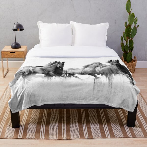 Item preview, Horses Artistic black and white Wall Tapestries Painting Decorative - for horse lovers designed and sold by raidman.