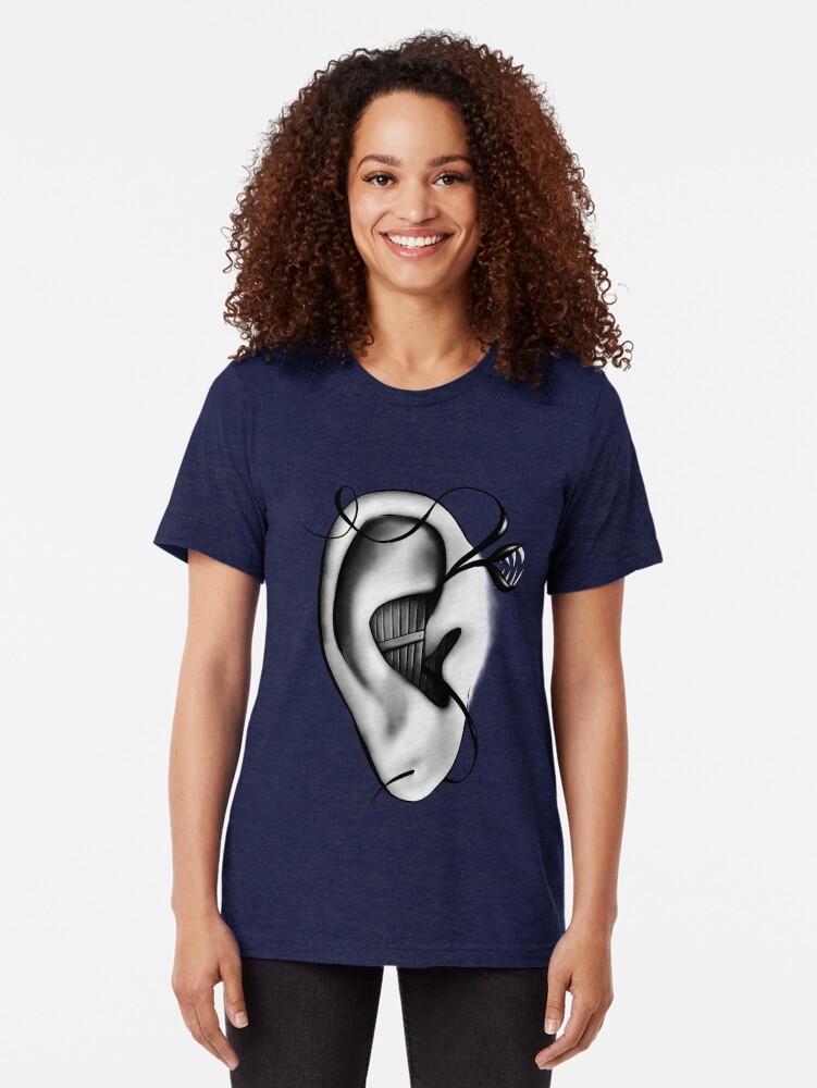 Alternate view of Ear Monster Weird Art Tri-blend T-Shirt