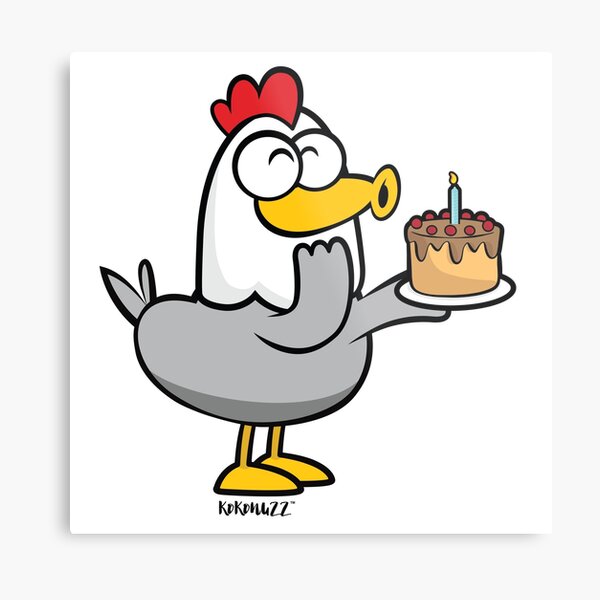 Impression Metallique Gina La Poule Mignonne Un Joyeux Anniversaire Kawaii Par Kokonuzz Redbubble