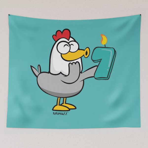 Item preview, 7 year Birthday / 7th anniversary celebration with GINA the hen designed and sold by Kokonuzz.