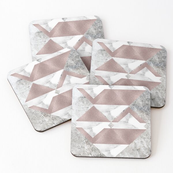 Item preview, Shimmering Rosegold and Marble Triangles on Concrete Stone Surface designed and sold by cadinera.