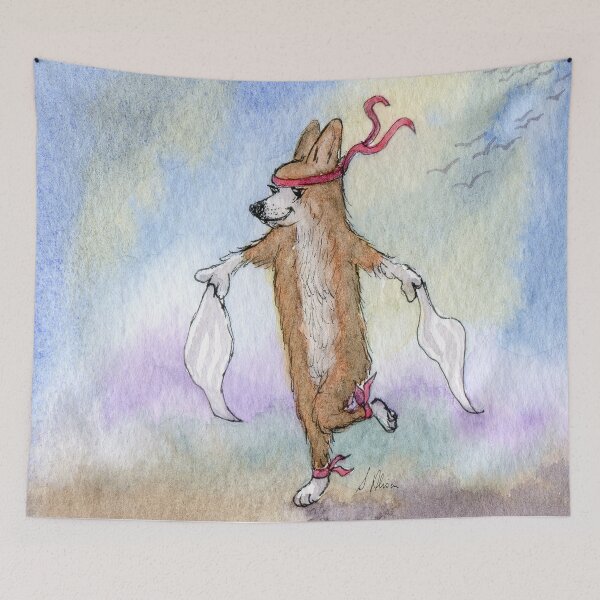 Item preview, May Day, Corgi Dog Dancing designed and sold by SusanAlisonArt.