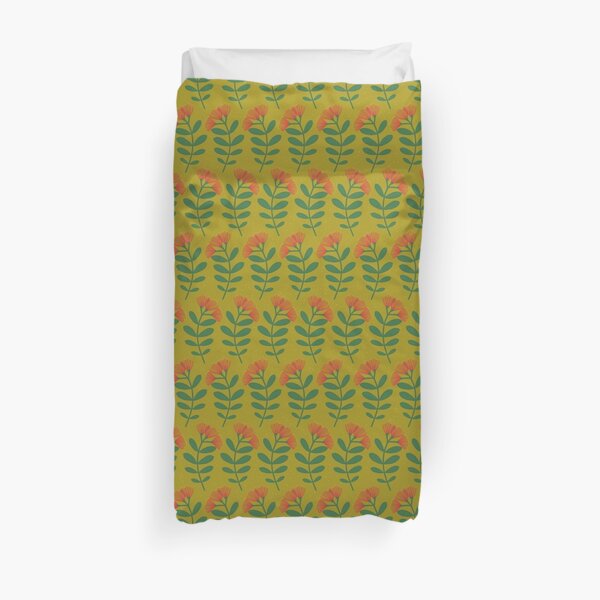 Pōhutukawa – Mustard Duvet Cover