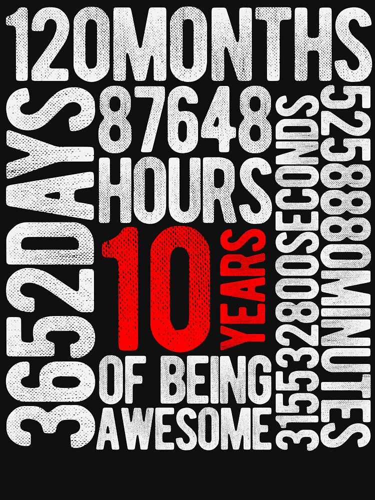 10 years of being awesome shirt