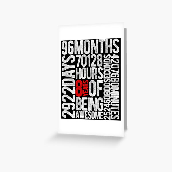 8 Years Of Being Awesome Kids Birthday Gift Greeting Card