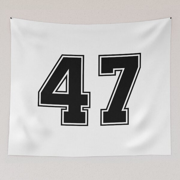 Item preview, 47 American Football Classic Vintage Sport Jersey Number in black number on white background for american football, baseball or basketball designed and sold by Marcin Adrian.