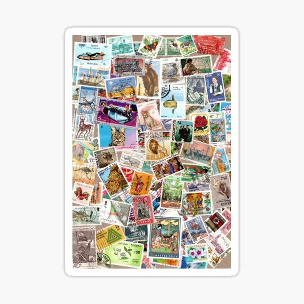 Vintage postage stamps Sticker