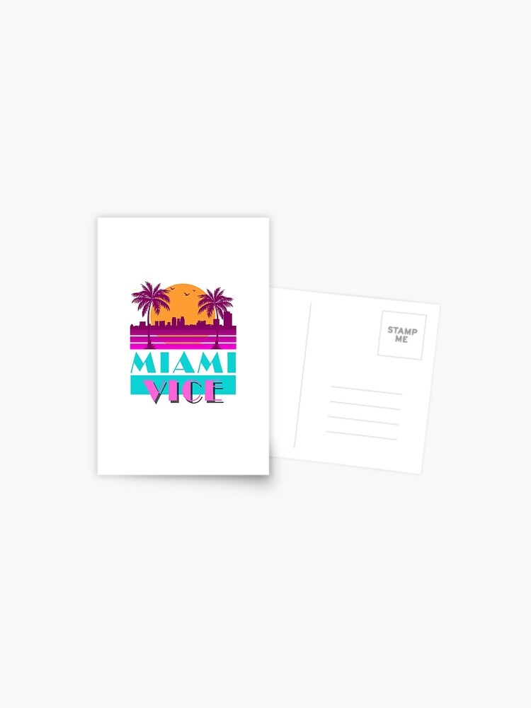 Set Of Vintage Stationery w/ Miami Beach Color Postcard Graphics