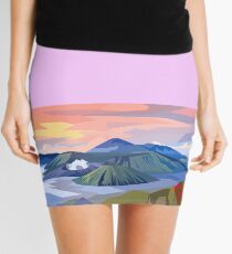 volcano sunrise landscape Mini Skirt