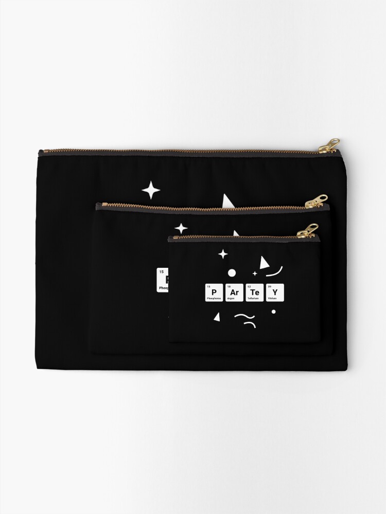 Alternate view of Party! Periodic Table Elements Phosphorus Argon Tellurium Yttrium Zipper Pouch