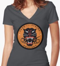 Seek Strike Destroy Tank Destroyer Emblem Women's Fitted V-Neck T-Shirt