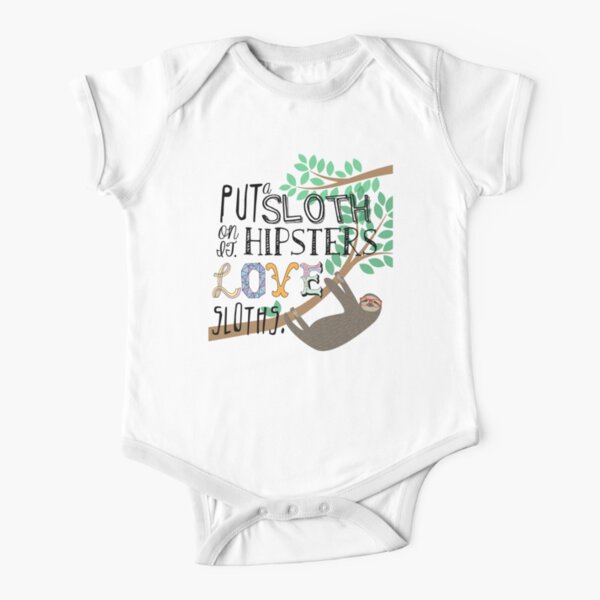 Hipsters Love Sloths Short Sleeve Baby One-Piece