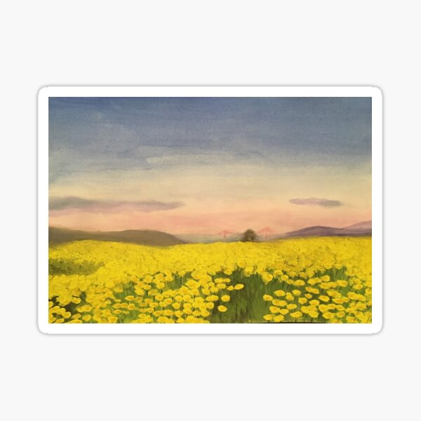 Golden Gate Blooms - original painting by mjh Sticker
