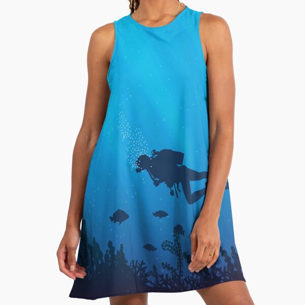 Scuba Diving Pattern Scuba Diving A-Line Dress
