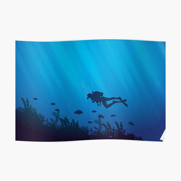 Scuba Diving Pattern Poster