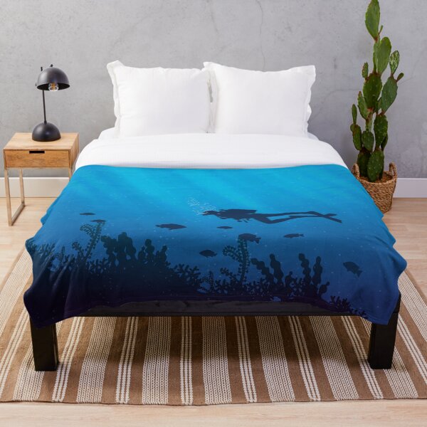 Scuba Diving Pattern Throw Blanket