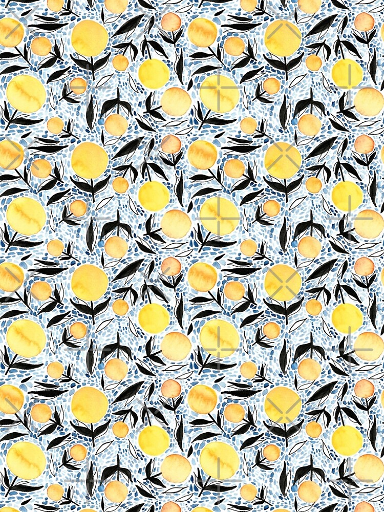 Hand Painted Watercolor Abstract Marigold Mosaic by annieparsons