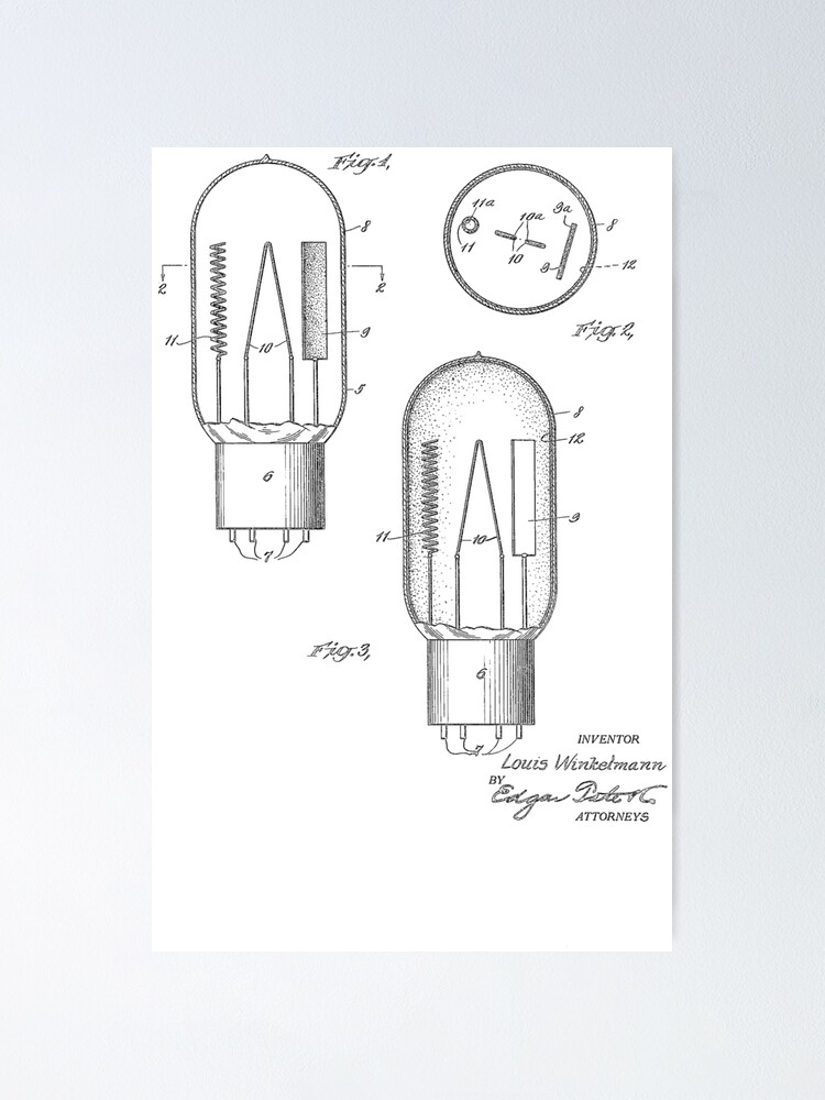 "Vacuum Tube Vintage Patent Hand Drawing" Poster by TheYoungDesigns