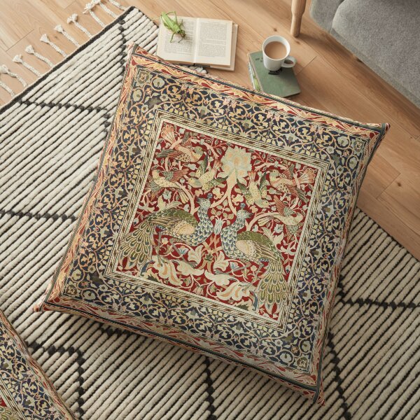 William Morris Vintage Floral Wallpaper Poster Coussin de sol