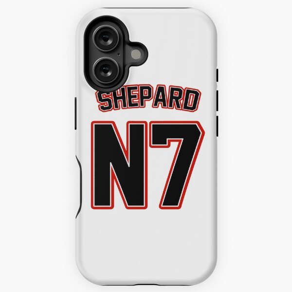 Vista previa del artículo con la obra «Comandante Shepard Jersey | Jersey atlético de efecto masivo | Letras negras», diseñado y vendido por surik-.