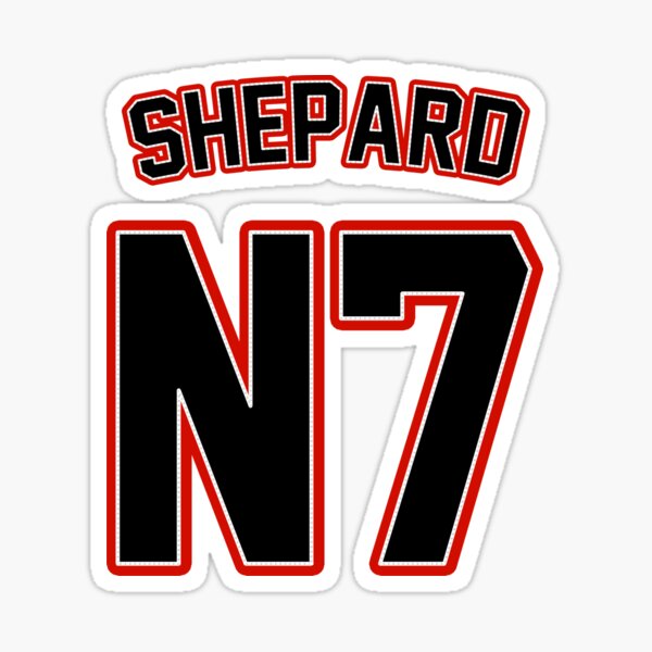 Vista previa del artículo con la obra «Comandante Shepard Jersey | Jersey atlético de efecto masivo | Letras negras», diseñado y vendido por surik-.