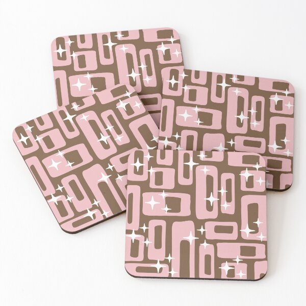 Item preview, Retro Mid Century Modern Abstract Pattern 984 Pink and Brown designed and sold by tonymagnerart.