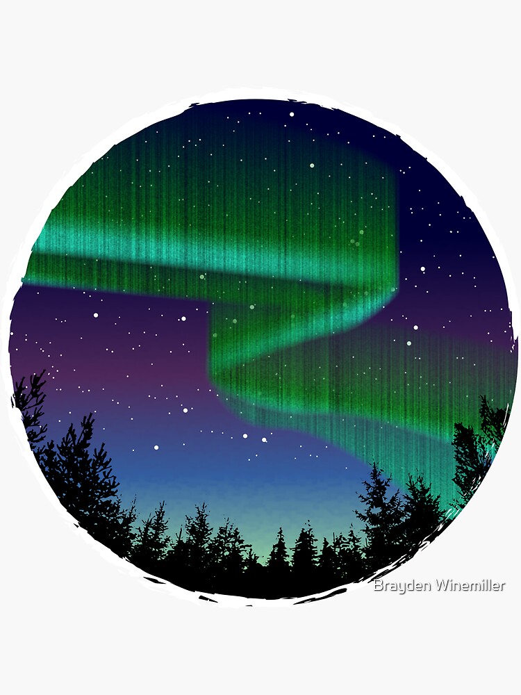 Thumbnail 3 of 3, Sticker, Northern Lights designed and sold by Wino1029.