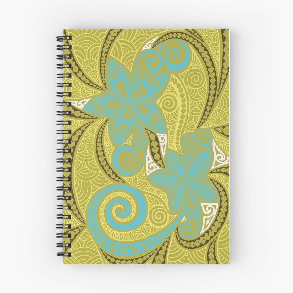 Item preview, Hawaiian floral tribal retro blue yellowy green design designed and sold by Ayelet Fleming.
