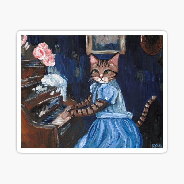 Kitty at the Piano Sticker