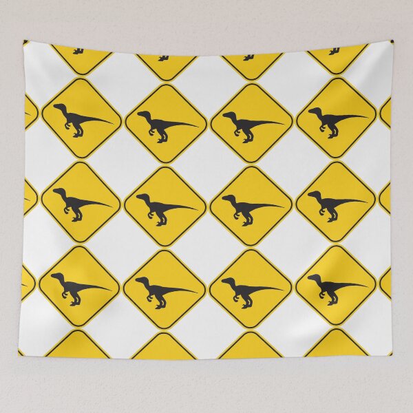 Item preview, Dinosaur: Velociraptor (featherless) crossing/caution road sign! designed and sold by ArtBart.