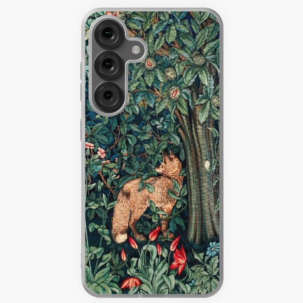 Item preview, GREENERY, FOREST ANIMALS Fox and Hares Blue Green Floral Tapestry designed and sold by BulganLumini.